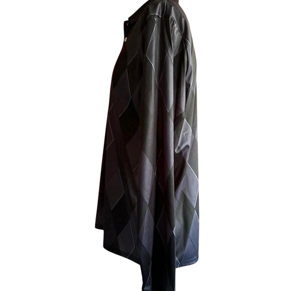 Mens Shirt Size XL Black Argyle Golf Work Collared Long Sleeve Lightweight Polo - Picture 4 of 5